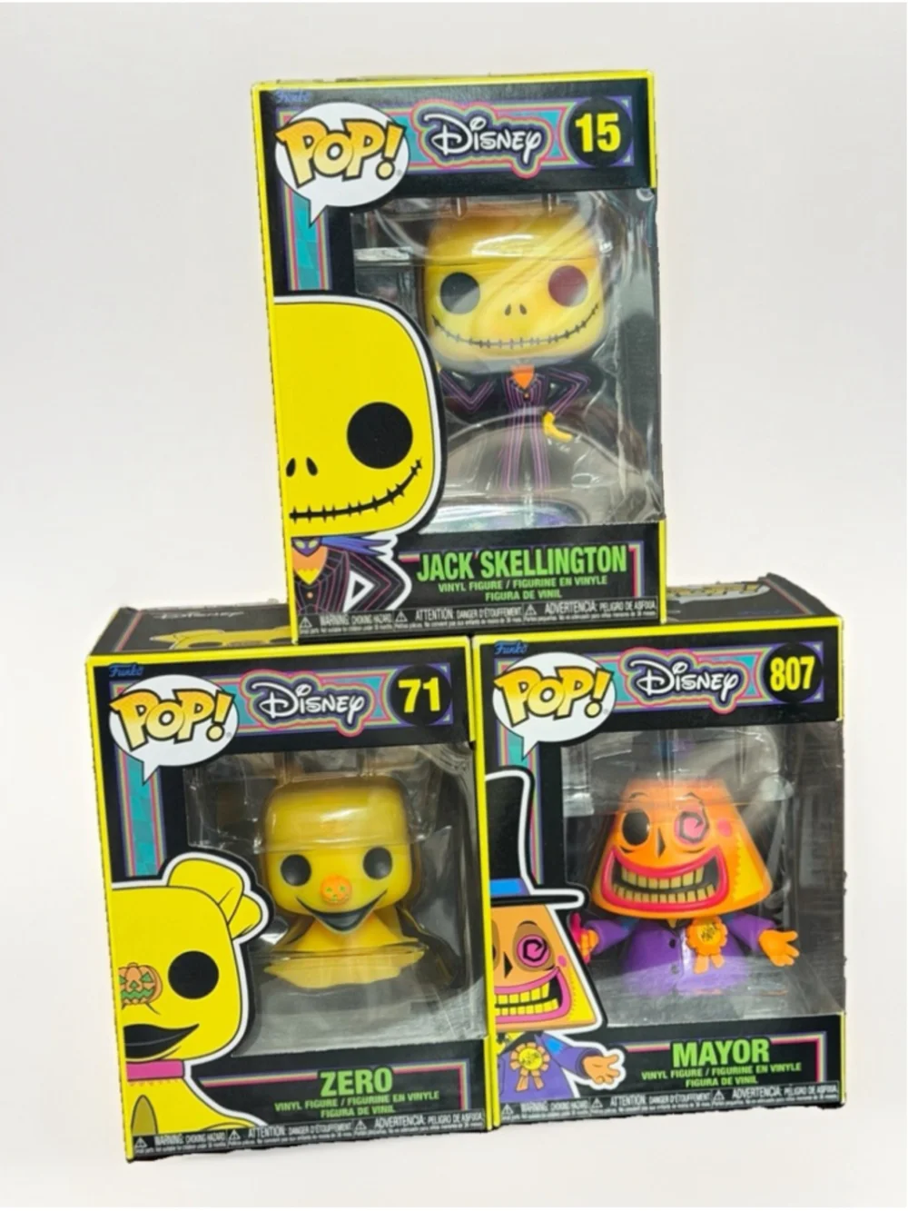 Nightmare Before Christmas Funko POP! Blacklight Zero Jack Mayor LOT of 3